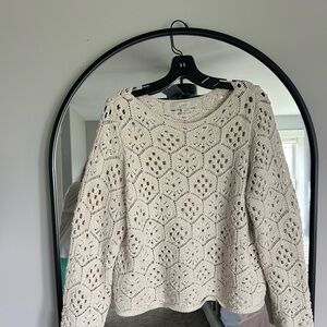 LOFT Cream Crochet Sweater